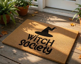 Witch Halloween Doormat, Witch Society Welcome Mat, Funny Spooky Door Mat, Fall Decor, Cute Halloween Gift, Front Porch Rug