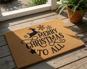 Christmas Doormat, Holiday Doormat, Reindeer Welcome Mat, Merry Christmas To All Door Mat, Festive Home Decor, Holiday Gift