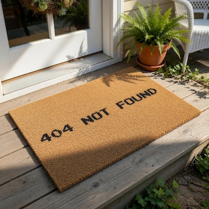 Funny Doormat, 404 Not Found Welcome Mat, Housewarming Gift, Front Door Mat, New Home Gift, Funny Welcome Closing Decor, Doormats