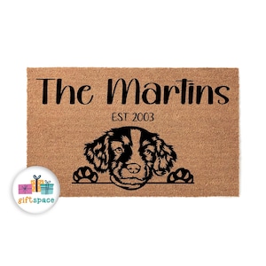 English Springer Spaniel Custom Doormat | Welcome Mat | Custom Door Mat | Housewarming Gift | Dog Dad Home Decor | Personalized Gift 7492