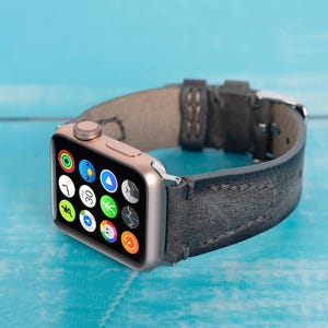 Gray Leather iWatch Band, Apple iWatch Band, Apple Watch Strap, Apple Watch Bracelet, Apple Arm Band, Wedding Gift, Birthday Gift, Dad Gift