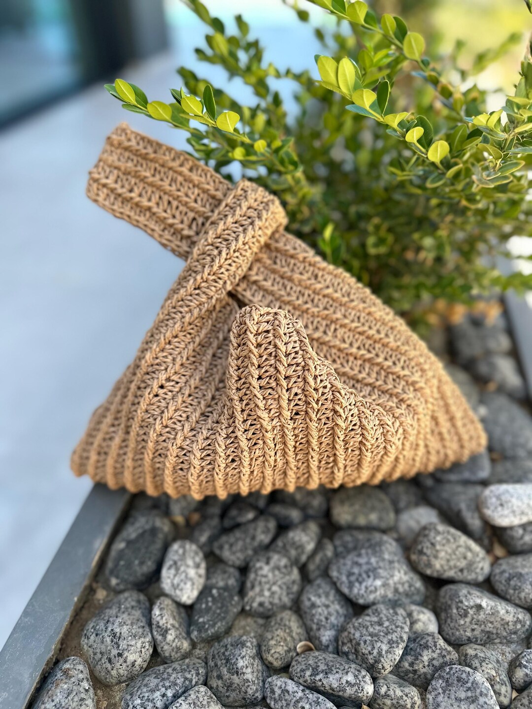 Woven Wrist Handle Knot Bag