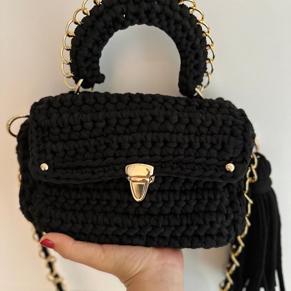 Mothergifts /Bag/Hand Woven Bag/Crochet Bag/Knitted Bag/Brown Bag/Black Bag/Designer Bag/Luxury Bag/Shoulder Bag/Luxury Bag/Women's Bag