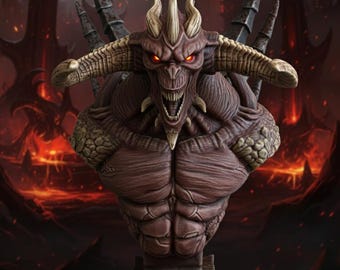 Buste de Diablo - Le Seigneur de la Terreur - Figurine de collection Impression 3D haute précision - Fan Art Diablo IV