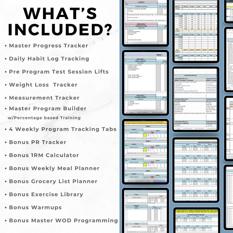 Fitness Planner Workout Tracker: Spreadsheet Log for Exercise ...
