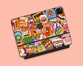 Retro Fun Badge Skin for iPad Magic Keyboard, Retro Style iPad Skin, Magic Keyboard for iPad Pro Top and Bottom Skin Decal | Stickers Design