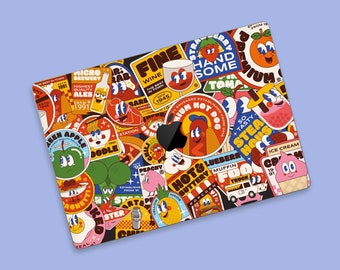 Lively Protection for Your MacBook Pro with Vintage Badges Design MacBook Skin, Celebrate Retro Aesthetics, Badge Design, MacBook Air Decal