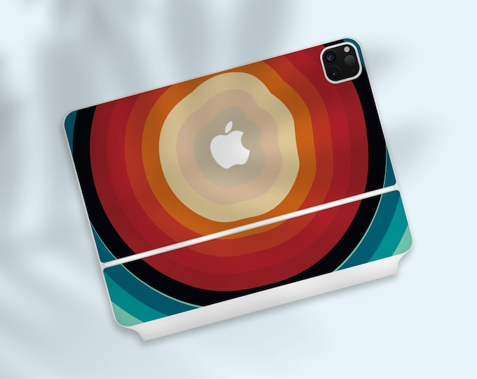 iPad Pro Magic Keyboard Retro Color Ripple Skin - Eye-Catching Vortex Pattern iPad Pro Decal, Full Spectrum Design, Dynamic Swirls of Color