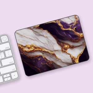 Purple Marble with Gold Veins Magic Trackpad Skin | Rich Marble Texture Magic Trackpad Cover | Artistic Natural Chaos Magic Trackpad Decal