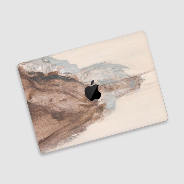 Brown Abstract Painting MacBook Skin | Stylish MacBook Skin with Earthy Tones | Minimalist Art Styling, Natural Canvas MacBook Air,Pro Decal
