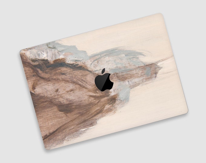 Brown Abstract Painting MacBook Skin | Stylish MacBook Skin with Earthy Tones | Minimalist Art Styling, Natural Canvas MacBook Air,Pro Decal