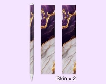 Purple Gold Marble Apple Pencil Skin, Pencil Decal Cover, Protect Apple Pencil in Style with a Royal Feel, Gold-Streaked Marble Design