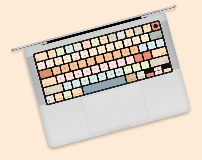 Warm Tone Color Block Chic MacBook Keyboard Sticker | Pastel Keyboard Palette MacBook Keyboard Decal | Artistic Keyboard MacBook Accessory