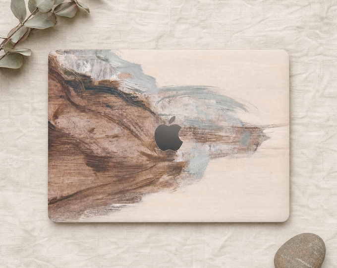 Brown Abstract Painting MacBook Skin, Stylish MacBook Skin with Earthy Tones, Minimalist Art Styling
