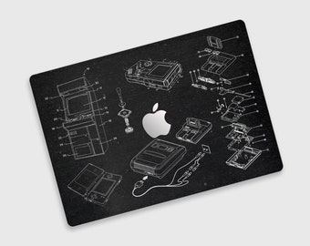 Gaming Gear Dissection Retro Tech Blueprint MacBook Skin | Classic Console Schematics MacBook Pro Decal | Arcade Anatomy MacBook Air Skin