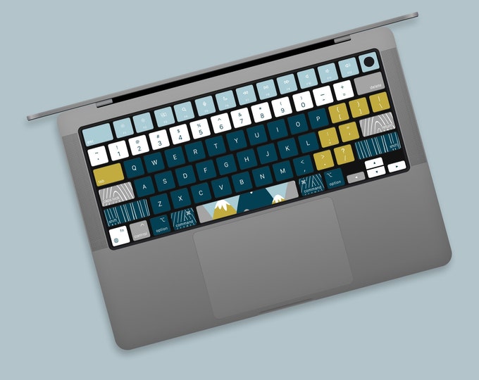 Serene Outdoors MacBook Keyboard Anti Scratch Skin | Sunset Peaks MacBook Keyboard Decal | Mountain and Forest MacBook Keyboard Stickers