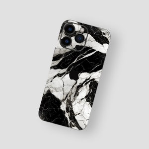 Schwarzweiße Marmor Textur für iPhone Moderne ästhetische iPhone Aufkleber | Elegantes Design iPhone Hülle | Exklusive iPhone Hülle