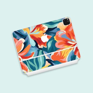 Vibrant Floral Pattern iPad Magic Keyboard Skin | Colorful Artistic Style Magic Keyboard Decal | Exotic Bloom Motif iPad Magic Keyboard Wrap