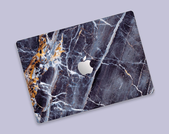 Golden Streak Purple Marble MacBook Pro & MacBook Air Skin | Deep Blue Marble with Rich Veining MacBook Decal | Elegant Pattern MacBook Skin