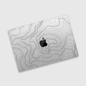 Topographic Lines MacBook Transparent Protective Skin | Minimalist Style & Geographic Pattern MacBook Clear Skin | Terrain Trend Laptop Skin