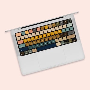 Nostalgic Tones MacBook Keyboard Decal | Vintage Keypad Sticker for MacBook | Comfort Hue Apple Keyboard Skin | Vintage Style Desk Accessory