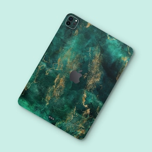 Emerald Depths iPad Pro Skin | Luxurious Texture iPad Air Skin | Emerald Green iPad Protective Film | Green and Gold Design iPad Decal