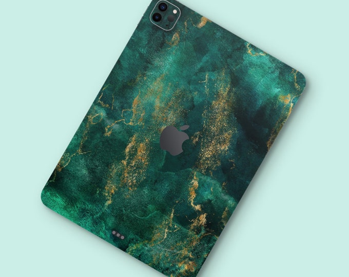 Emerald Depths iPad Pro Skin | Luxurious Texture iPad Air Skin | Emerald Green iPad Protective Film | Green and Gold Design iPad Decal