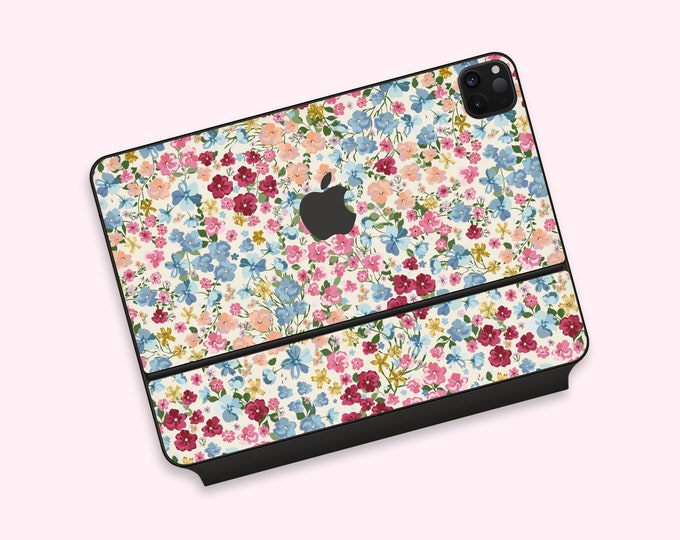 Vibrant Blossoms iPad Magic Keyboard Skin | Petite Bloom iPad Pro Magic Keyboard Decal | Romantic Country Style Magic Keyboard for iPad Skin