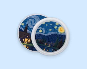 Starry Night Theme Apple AirTag Skin | Vincent van Gogh Inspired AirTag Cover | Shimmering Stars AirTag Decal | Anti-Scratch AirTag Sticker