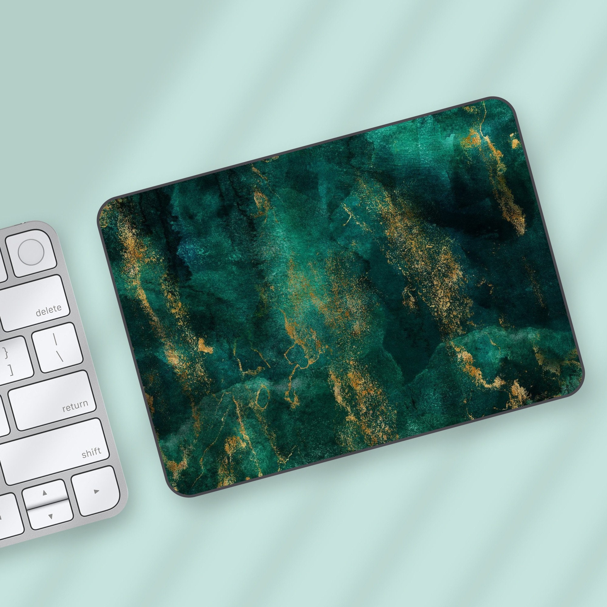 Magic Veins Pattern Luxurious Gold Veins Magic Trackpad Skin | Deep Ocean Green Magic ...