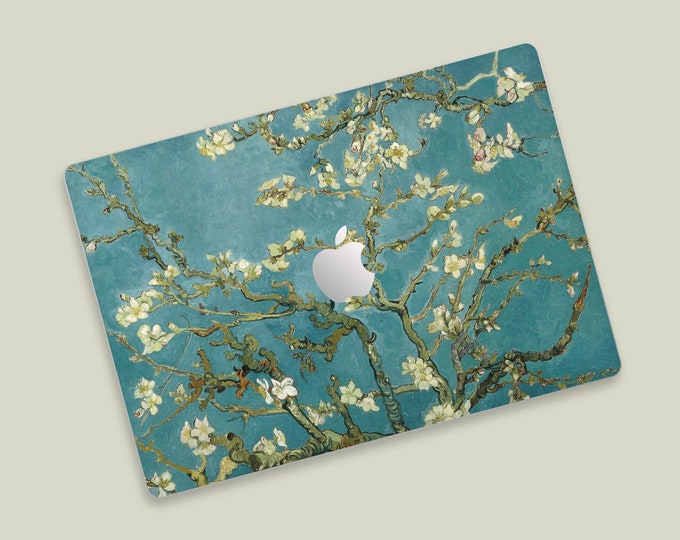 Van Gogh's Almond Blossoms MacBook Pro Skin | Van Gogh Floral Design MacBook Top, Bottom Skin and Trackpad Skin | MacBook Protective Decal