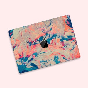 Pink and Blue Hues Abstract Art MacBook Protective Skin | Vibrant Colors Laptop Cover for MacBook Air and MacBook Pro |  Fluid Lines Decal