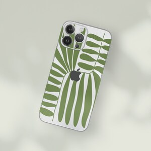 Green Leaf Design iPhone Clear Skin | Minimalist Botanical Art iPhone Transparent Cover | Natural Aesthetic iPhone Clear Protective Decal