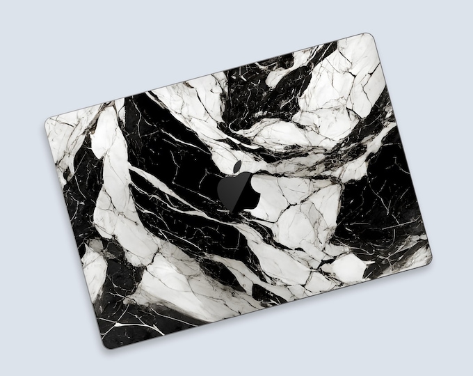 Monochrome Marble Texture MacBook Protective Skin | Elegant Marble MacBook Air Decal | Chic Marble Pattern,Premium Stone Look MacBook Skin