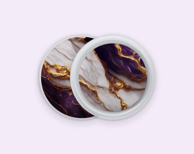Purple Gold Marble Apple Airtag Skin | Opulent Purple AirTag Wrap | AirTag Skin with Chic Marbled Design | Luxurious Gilded AirTag Cover
