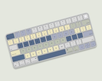 Subtle Cold Color Shift Key Stickers for Magic Keyboard | Tranquil Tones Magic Keyboard Decal | Soft Spectrum Magic Keyboard Protective Skin