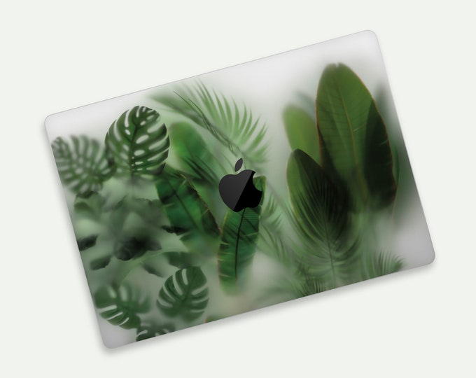 Misty Greens MacBook Transparent Skin, MacBook Clear Skin with Lush Leaf Patterns, Preserve Natural Beauty of Your MacBook, Green Patterns