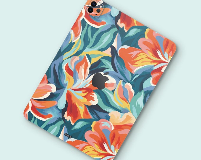 Tropical Floral Bloom iPad Pro Skin | Lush Citrus Garden iPad Pro Decal | Colorful Spring Blossom iPad Pro, iPad Air, iPad Protective Skin
