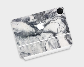 Monochrome Marble Magic Keyboard for iPad Protective Skin | Marble Texture iPad Magic Trackpad Skin | Natural Stone iPad Trackpad Decal