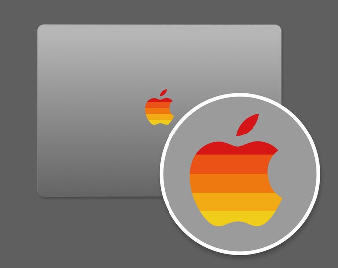 Vintage Spectrum Apple Logo Sticker for MacBook | Vintage Colorful MacBook Logo Sticker | Retro Charm, Old School Apple Logo Sticker