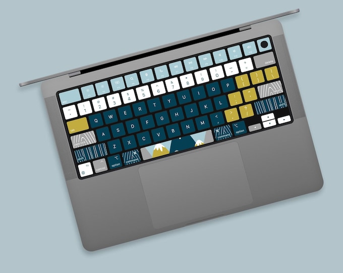 Serene Outdoors MacBook Keyboard Anti Scratch Skin | Sunset Peaks MacBook Keyboard Decal | Mountain and Forest MacBook Keyboard Stickers