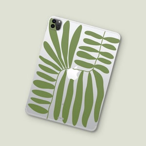 Botanical Leaf Design iPad Pro Clear Skin | Minimalist Green Foliage Pattern iPad Pro Clear Decal | Green Foliage Pattern iPad Clear Wrap