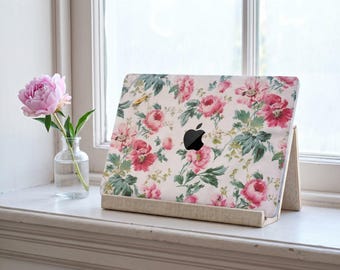 Floral Elegance & Vintage Floral Art MacBook Air Skin, Blooming Peony Laptop Decal