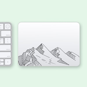 Monochrome Peaks Transparent Skin for Magic Trackpad | Line Art Mountains Trackpad Clear Skin | Minimalist Ridges Magic Trackpad Sticker