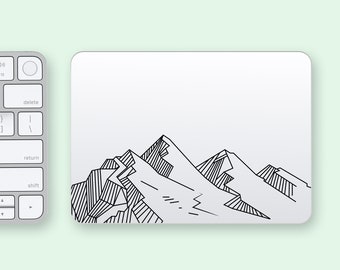 Monochrome Peaks Transparent Skin for Magic Trackpad | Line Art Mountains Trackpad Clear Skin | Minimalist Ridges Magic Trackpad Sticker