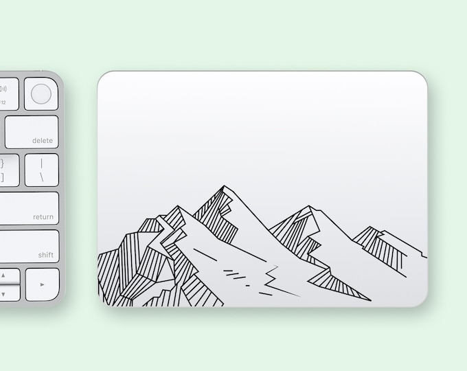 Monochrome Peaks Transparent Skin for Magic Trackpad | Line Art Mountains Trackpad Clear Skin | Minimalist Ridges Magic Trackpad Sticker