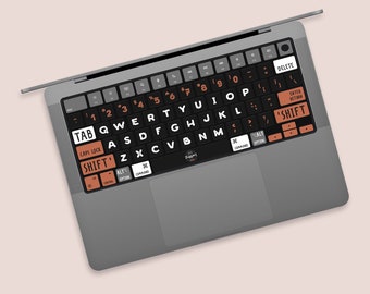MacBook-Tastaturaufkleber mit schwarzem und orangefarbenem Akzent | Kräftiger Kontrast und moderner Look MacBook Keybaord Key Aufkleber | Tastatur-Skin mit scharfem Design
