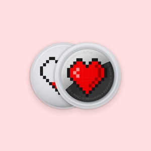 8-Bit Pixel Heart Airtag Clear Skin | Geeky Love Apple Airtag Sticker | Pixel Love AirTag Clear Decal | Love Icon Airtag Transparent Skin