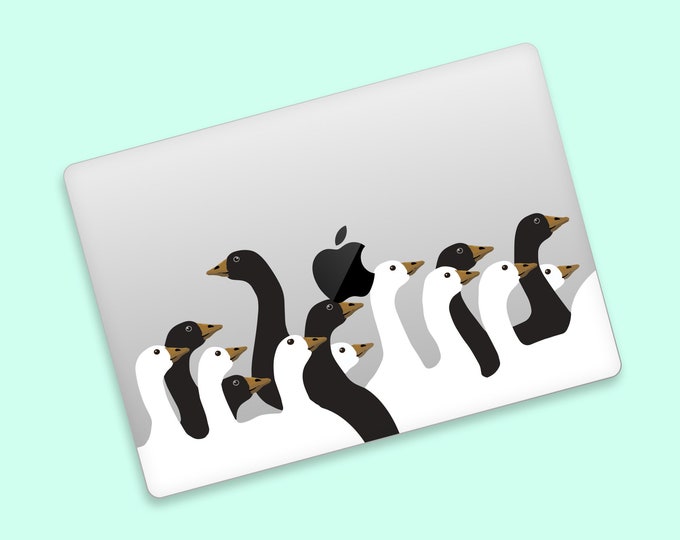Goose Procession MacBook Clear Skin | Playful Geese Pattern MacBook Transparent Skin | Whimsical Farm MacBook Decal | Humorous Laptop Skin