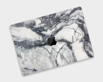 Grau und Weiß Marmor MacBook Top Skin & Bottom Skin | Eleganter Marmor Textur MacBook Pro Aufkleber | Stone Veneer MacBook Air Hülle